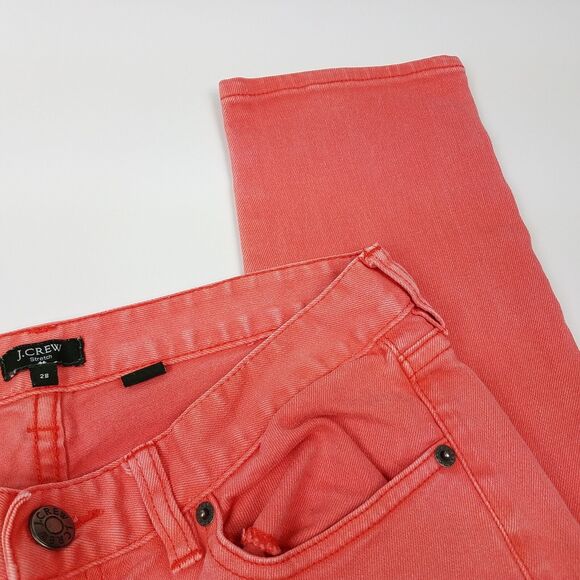 J.Crew Toothpick Jeans Stretch Skinny Coral Pink Casual Spring Size 28 Inseam 27 - Picture 4 of 10